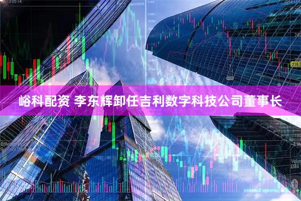 峪科配资 李东辉卸任吉利数字科技公司董事长