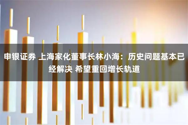 申银证券 上海家化董事长林小海：历史问题基本已经解决 希望重回增长轨道